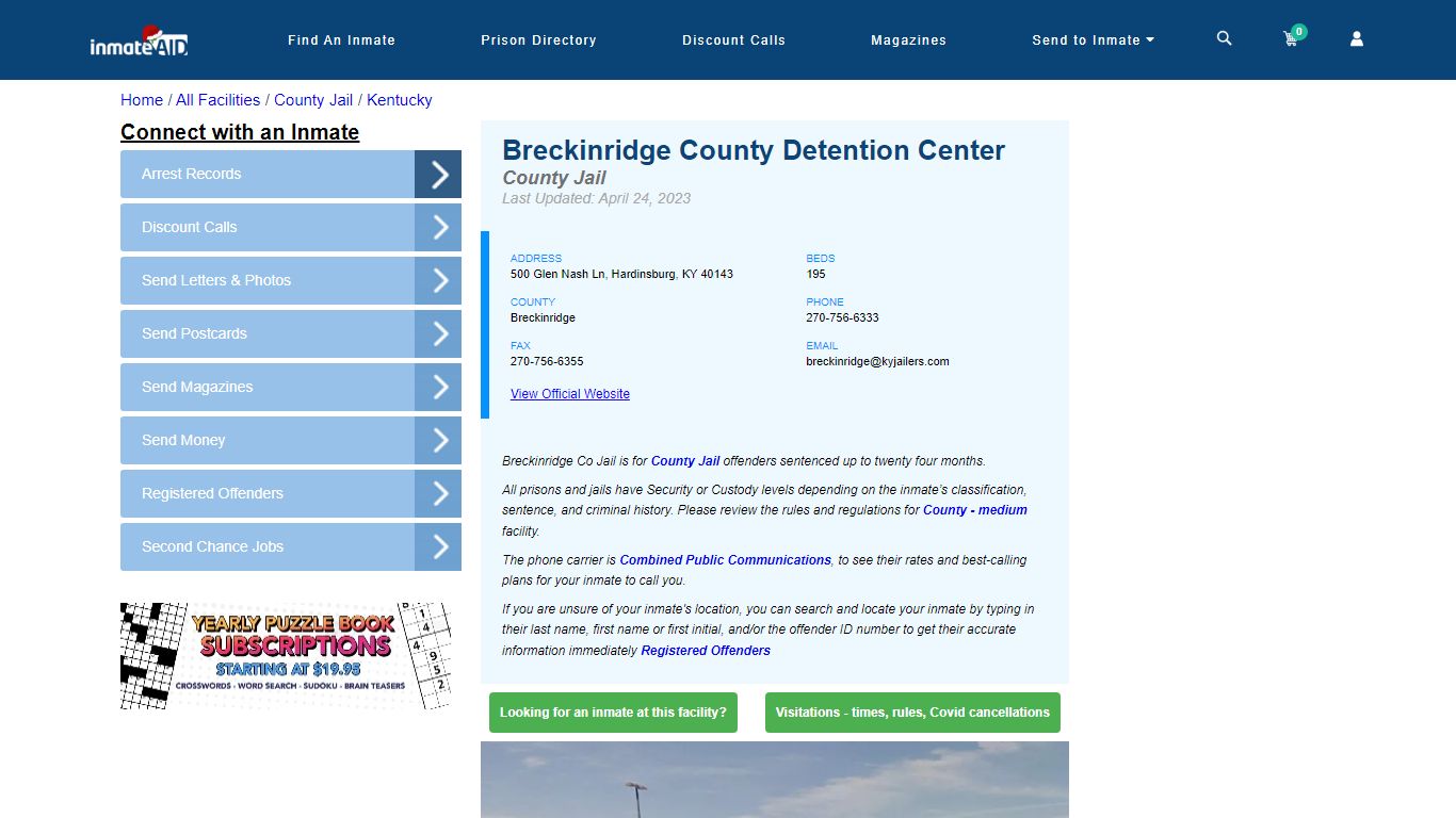 Breckinridge County Detention Center - Inmate Locator - Hardinsburg, KY